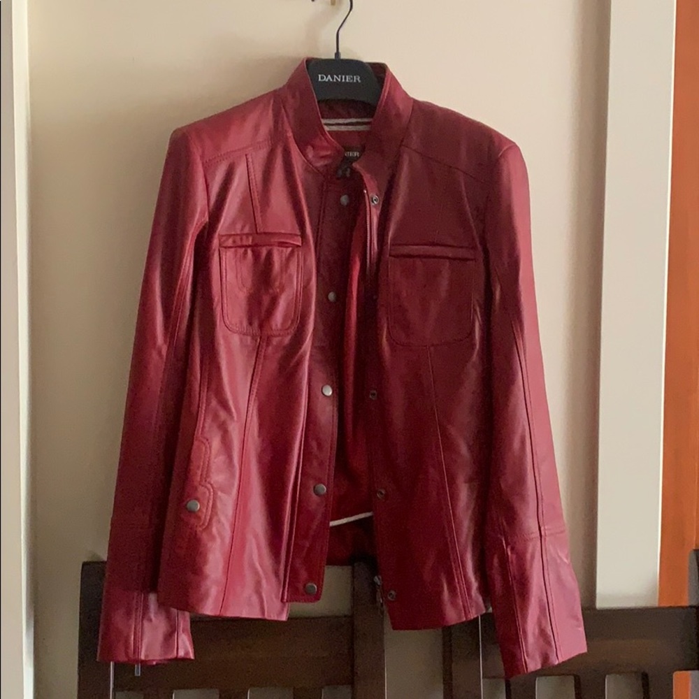 Red leather jacket